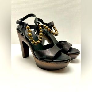 UGG Naima Platform Heels Black and Walnut boho beads size 7 Very Good Condition